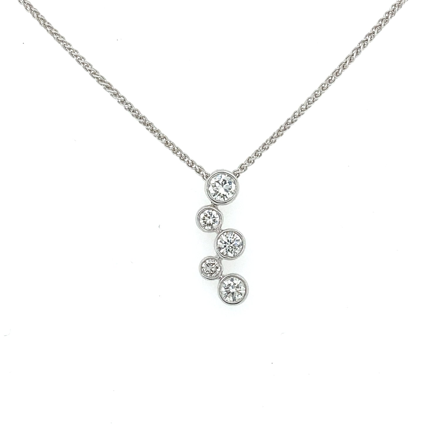 White Gold 5 Stone Diamond Bubble Stryle Pendant Gardiner Brothers