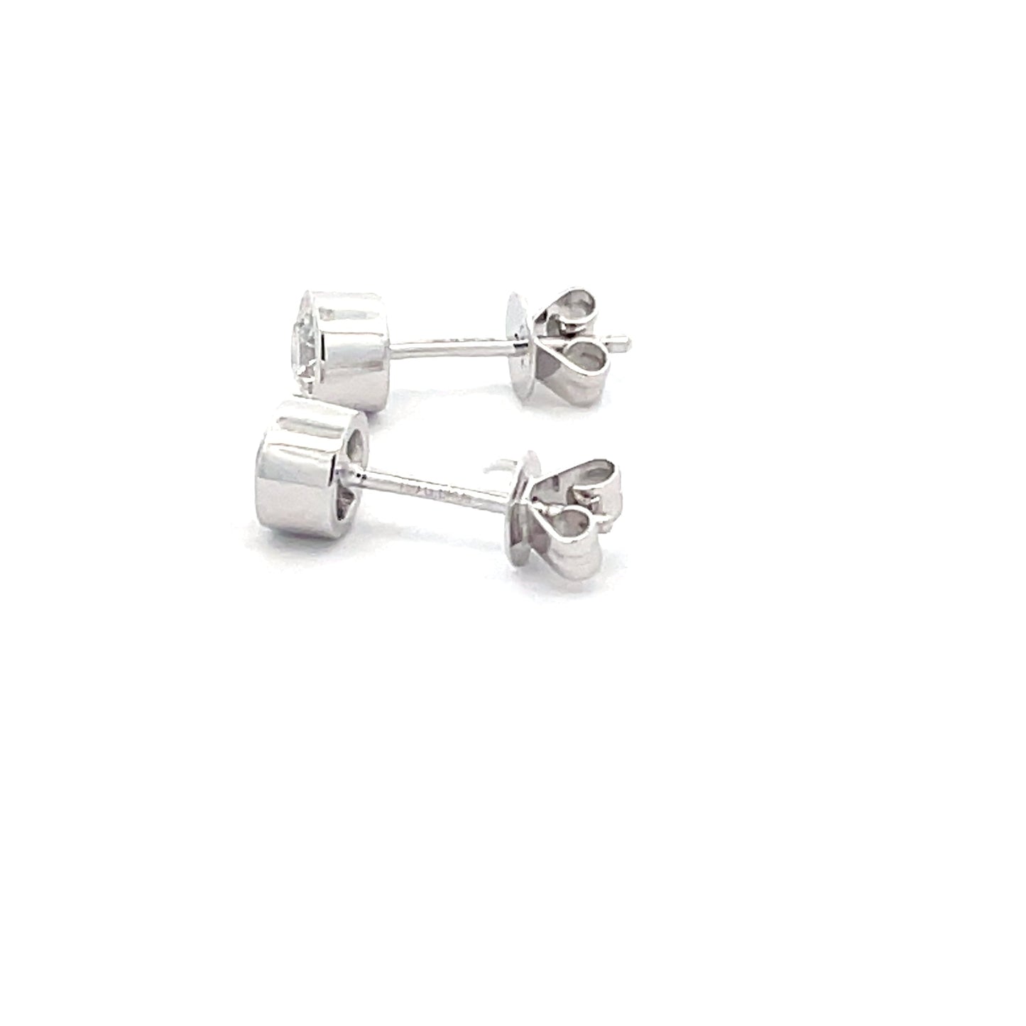Round Brilliant Cut Diamond Rub-over Style Solitaire Earrings - 0.60cts Gardiner Brothers