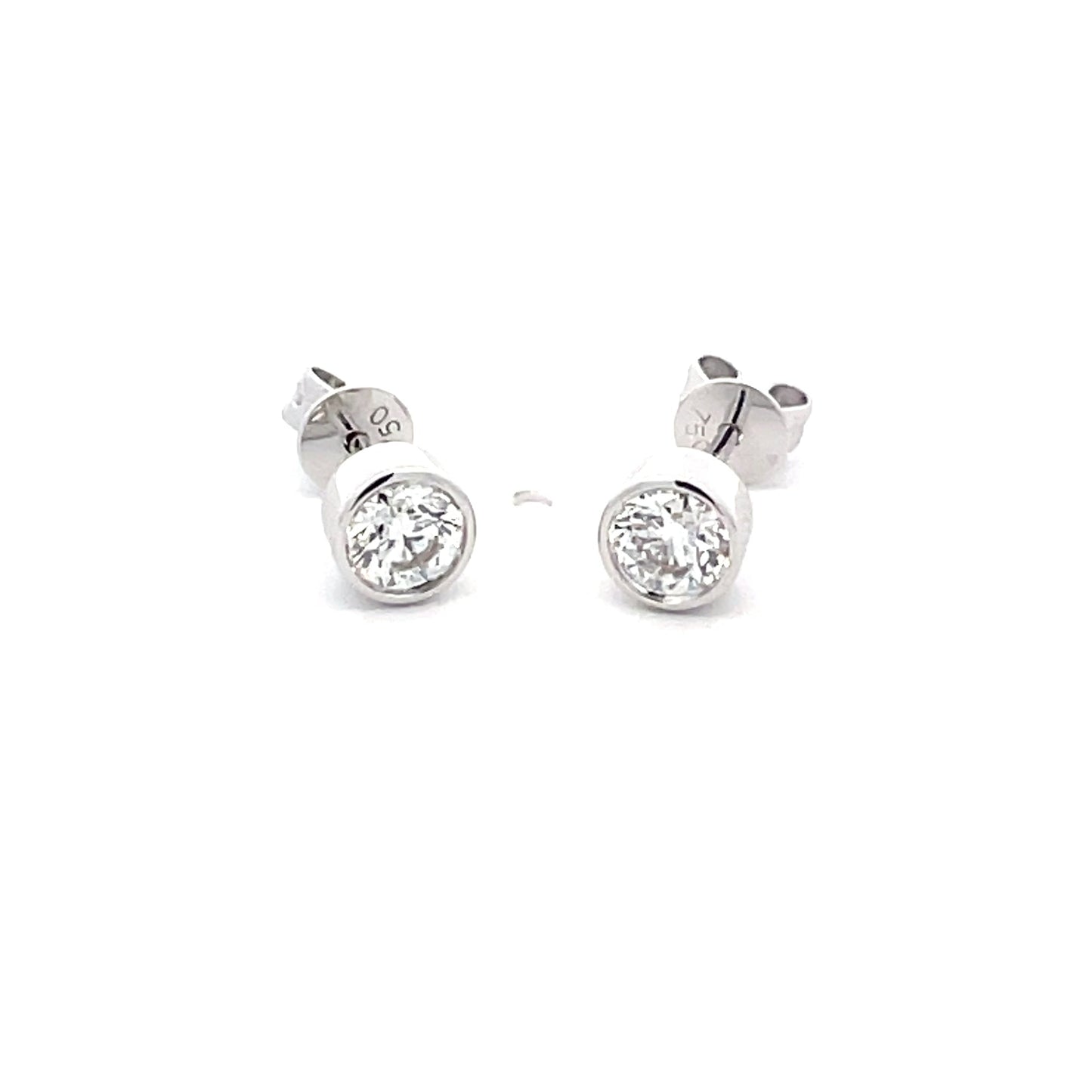 Round Brilliant Cut Diamond Rub-over Style Solitaire Earrings - 0.60cts Gardiner Brothers