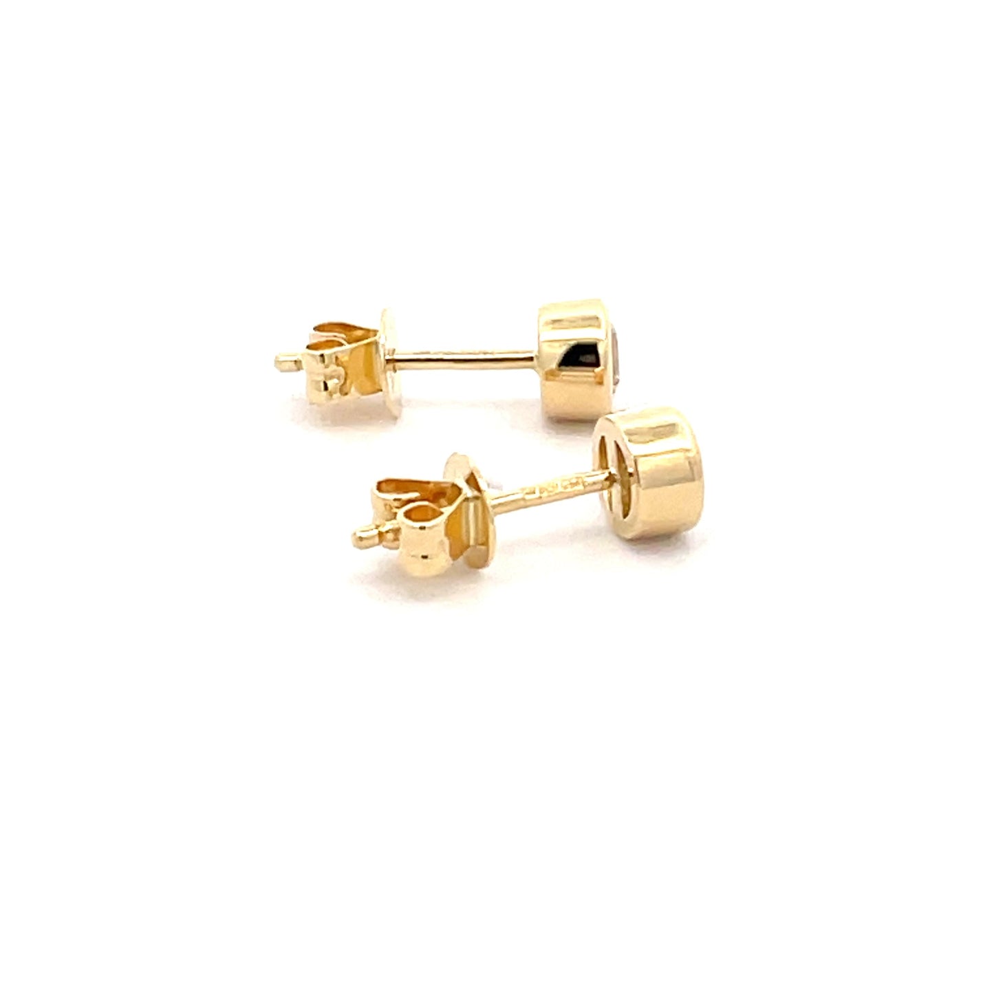 Round Brilliant cut Diamond Rub-over style solitaire earrings - 0.60cts Gardiner Brothers