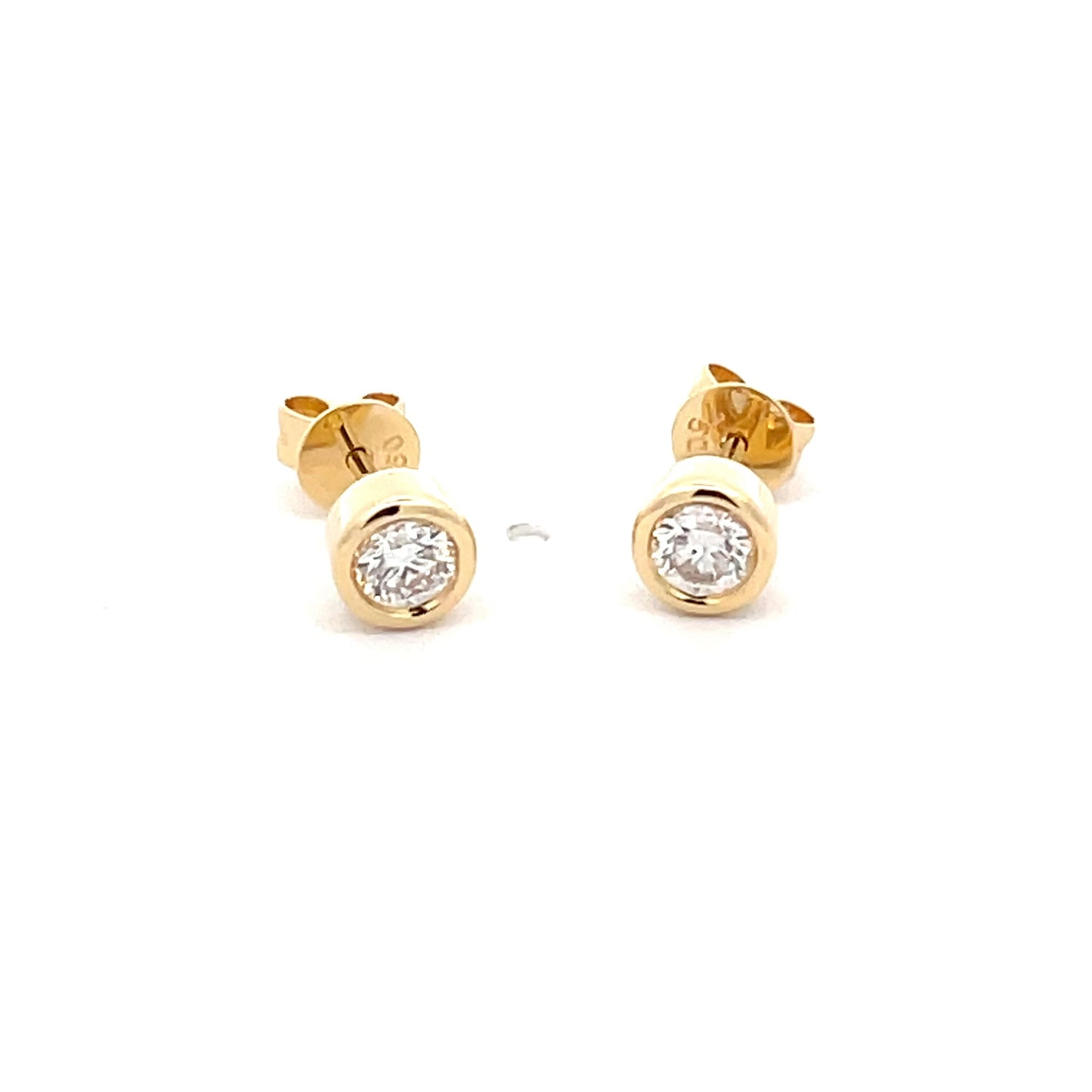 Round Brilliant cut Diamond Rub-over style solitaire earrings - 0.60cts Gardiner Brothers