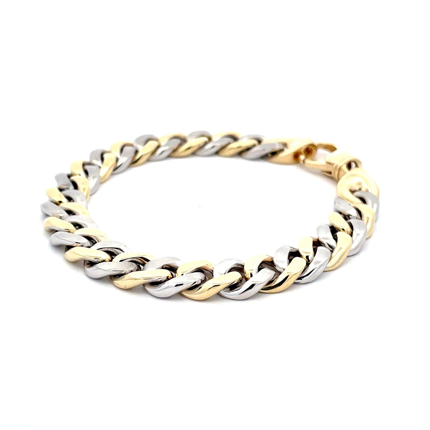 Yellow and White Gold Solid Flat Curb Bracelet Gardiner Brothers
