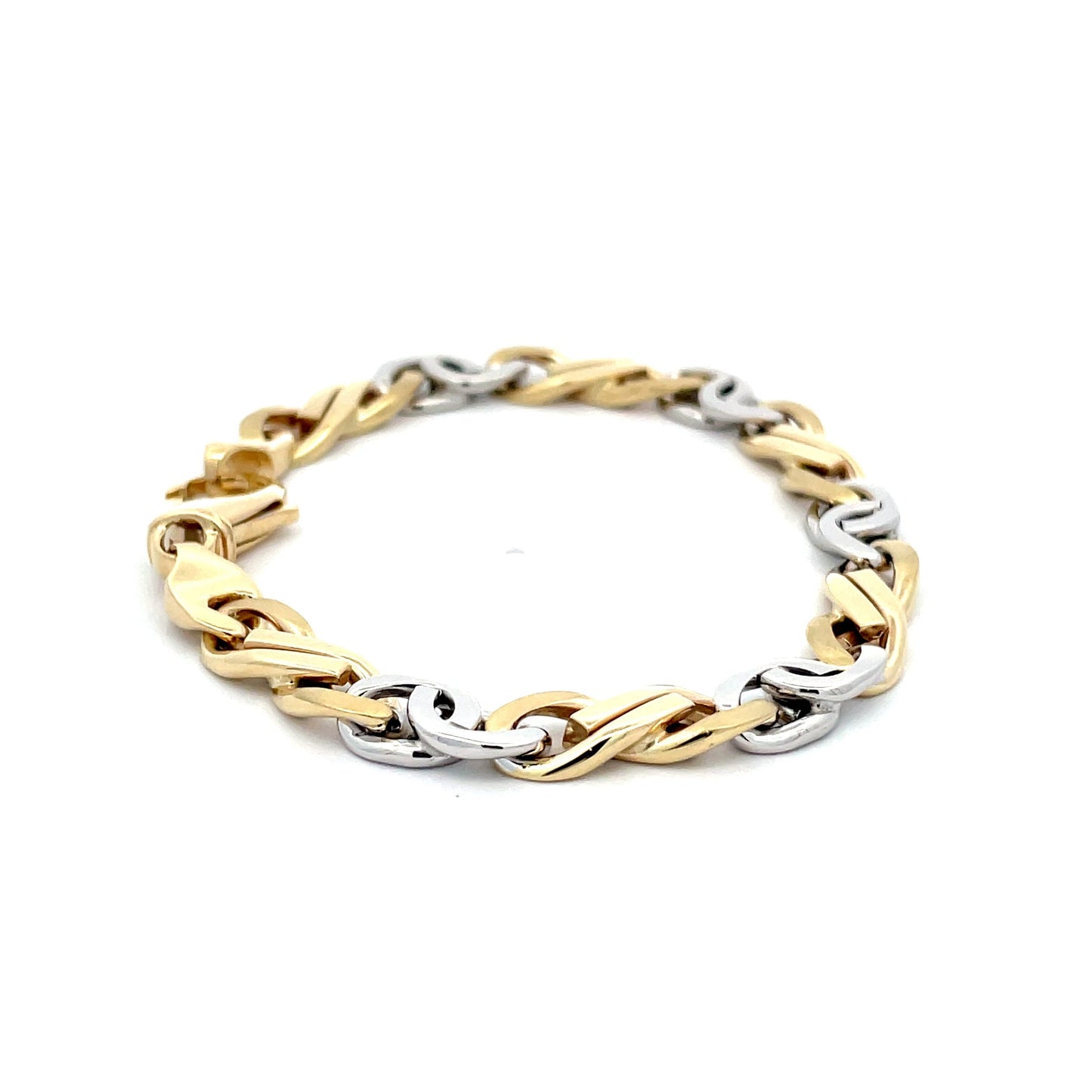 Yellow and White Gold Solid Fancy Curb Bracelet Gardiner Brothers