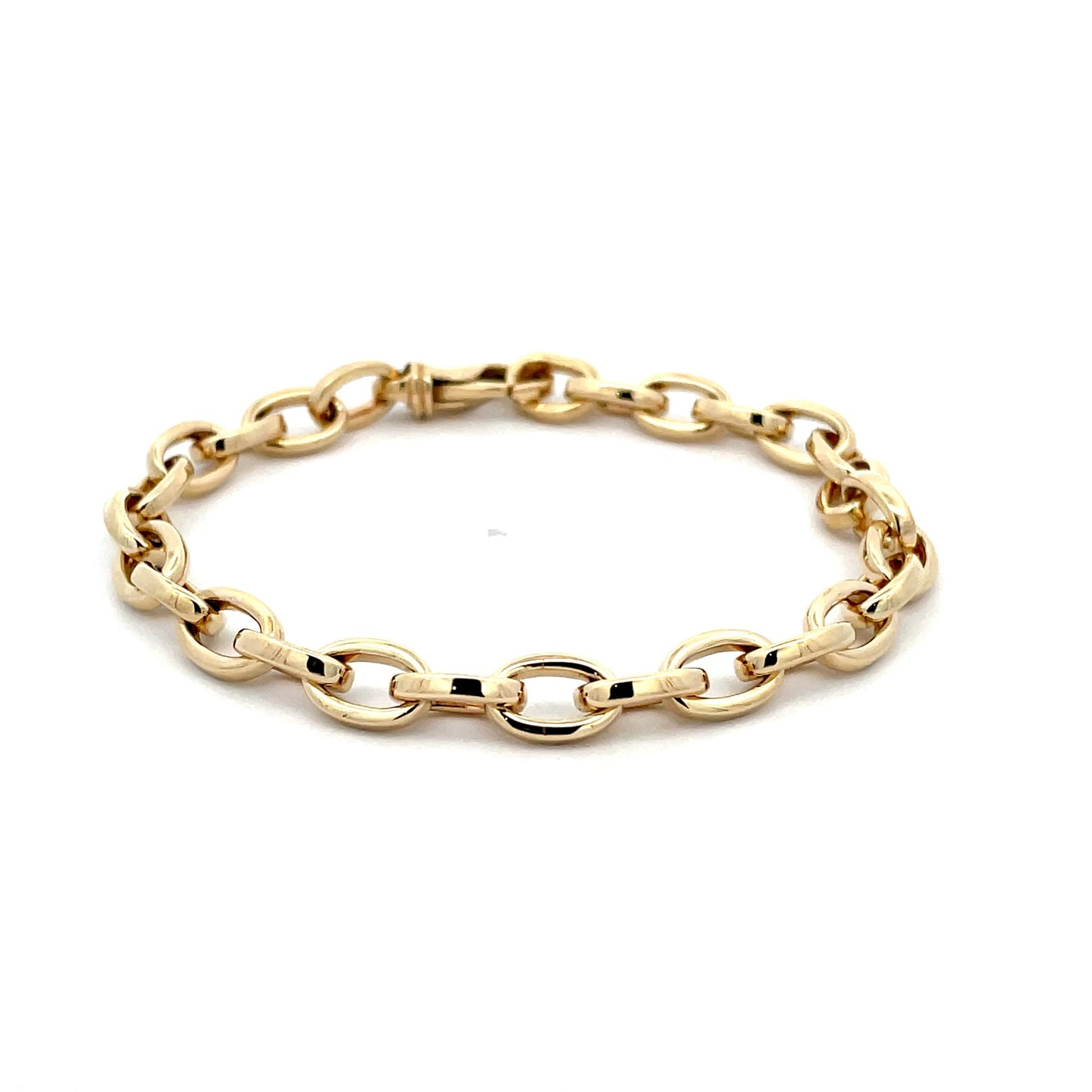 Yellow Gold Solid Oval Link Bracelet Gardiner Brothers