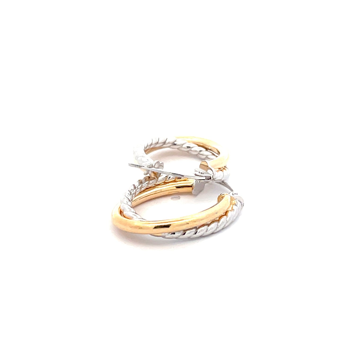 Yellow and white gold twisted hoop earrings Gardiner Brothers