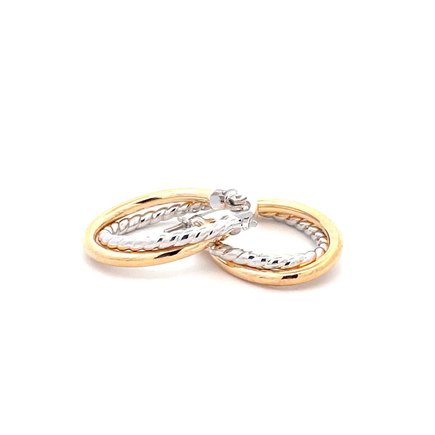 Yellow and white gold twisted hoop earrings Gardiner Brothers