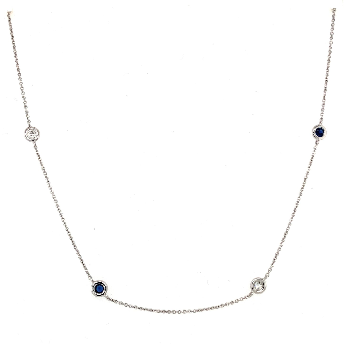 White Gold Sapphire and Diamond Yard of Diamond Style Necklet Gardiner Brothers