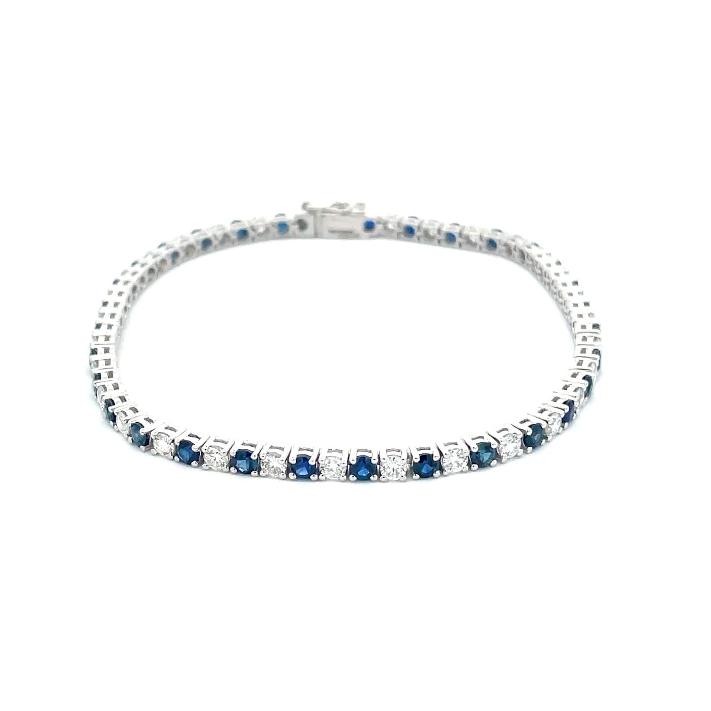 Sapphire and Round Brilliant Cut Diamond Tennis Bracelet Gardiner Brothers