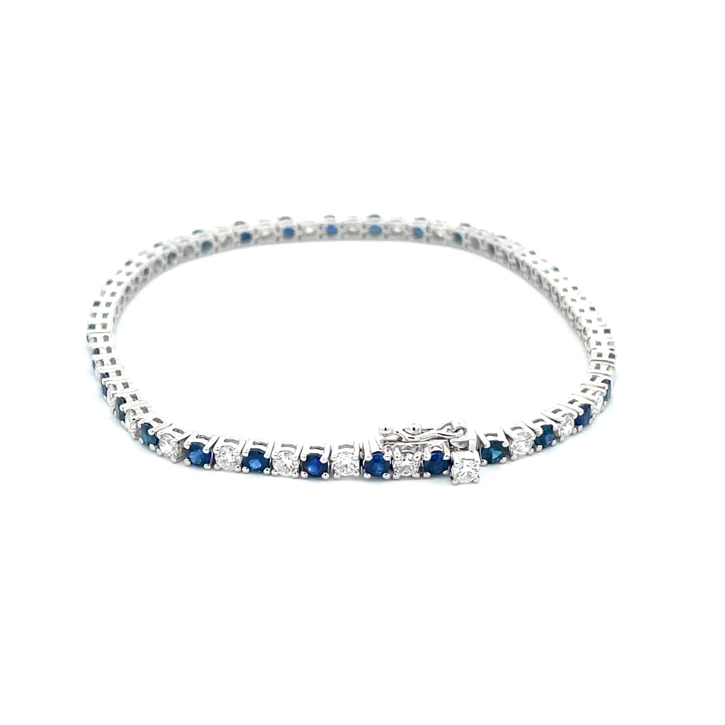 Sapphire and Round Brilliant Cut Diamond Tennis Bracelet Gardiner Brothers