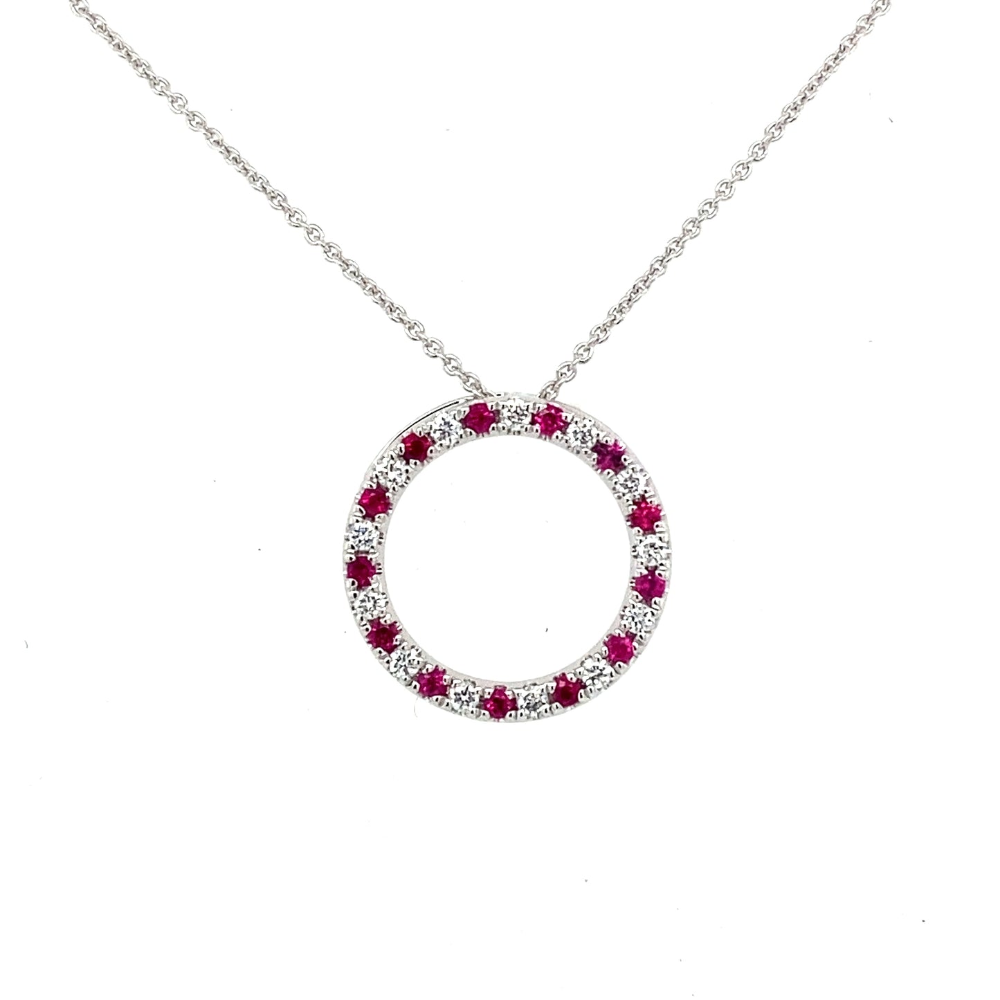 Ruby and Diamond Circle Pendant Gardiner Brothers