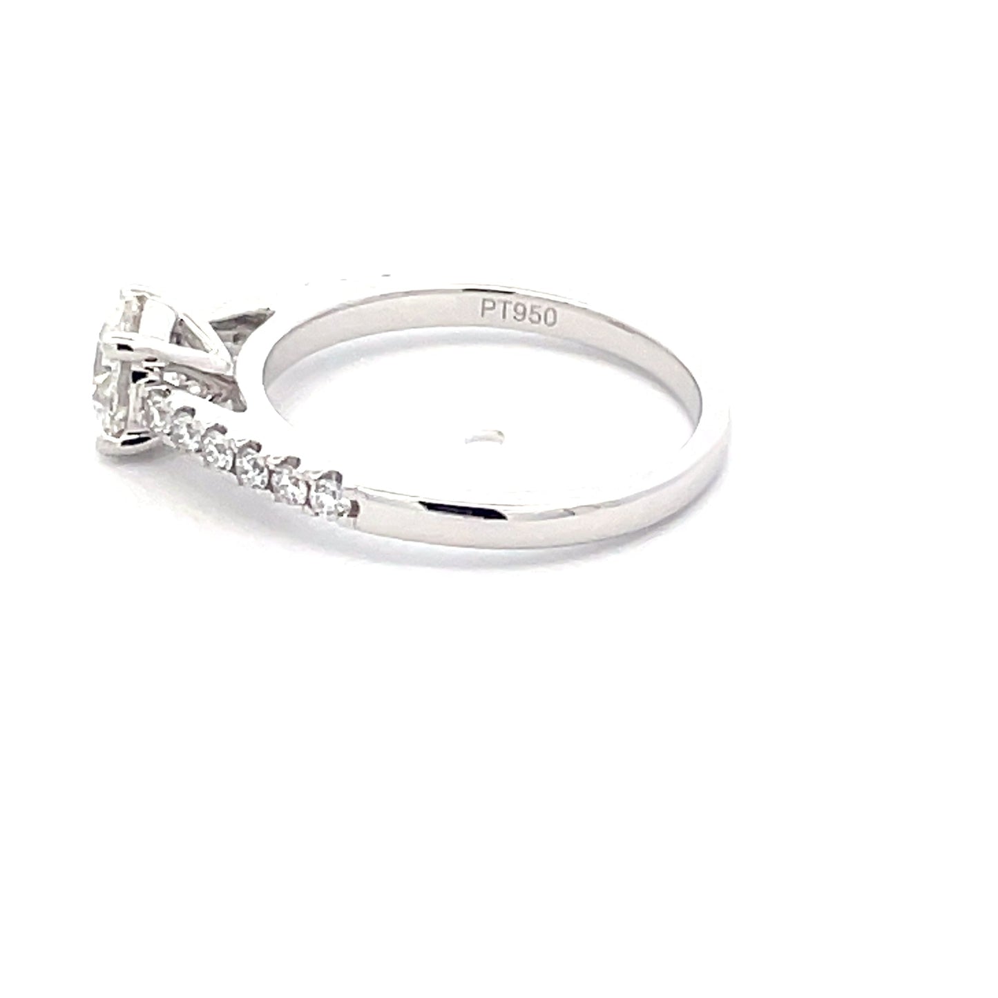 Round Brilliant Cut Diamond Solitaire Ring with diamond set shoulders - 0.95cts Gardiner Brothers