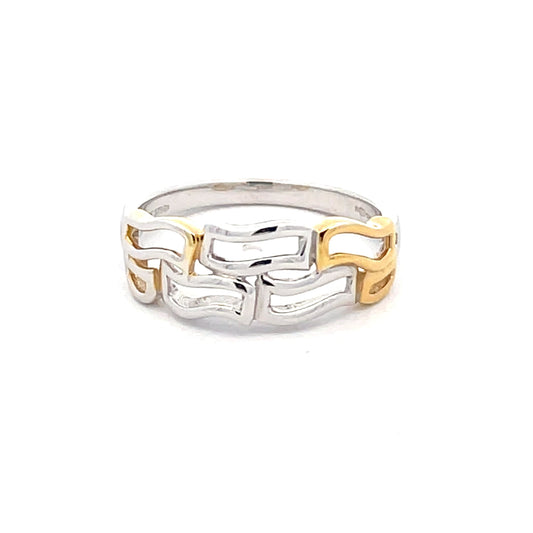 Yellow and White Gold Wavy Dress Ring  Gardiner Brothers