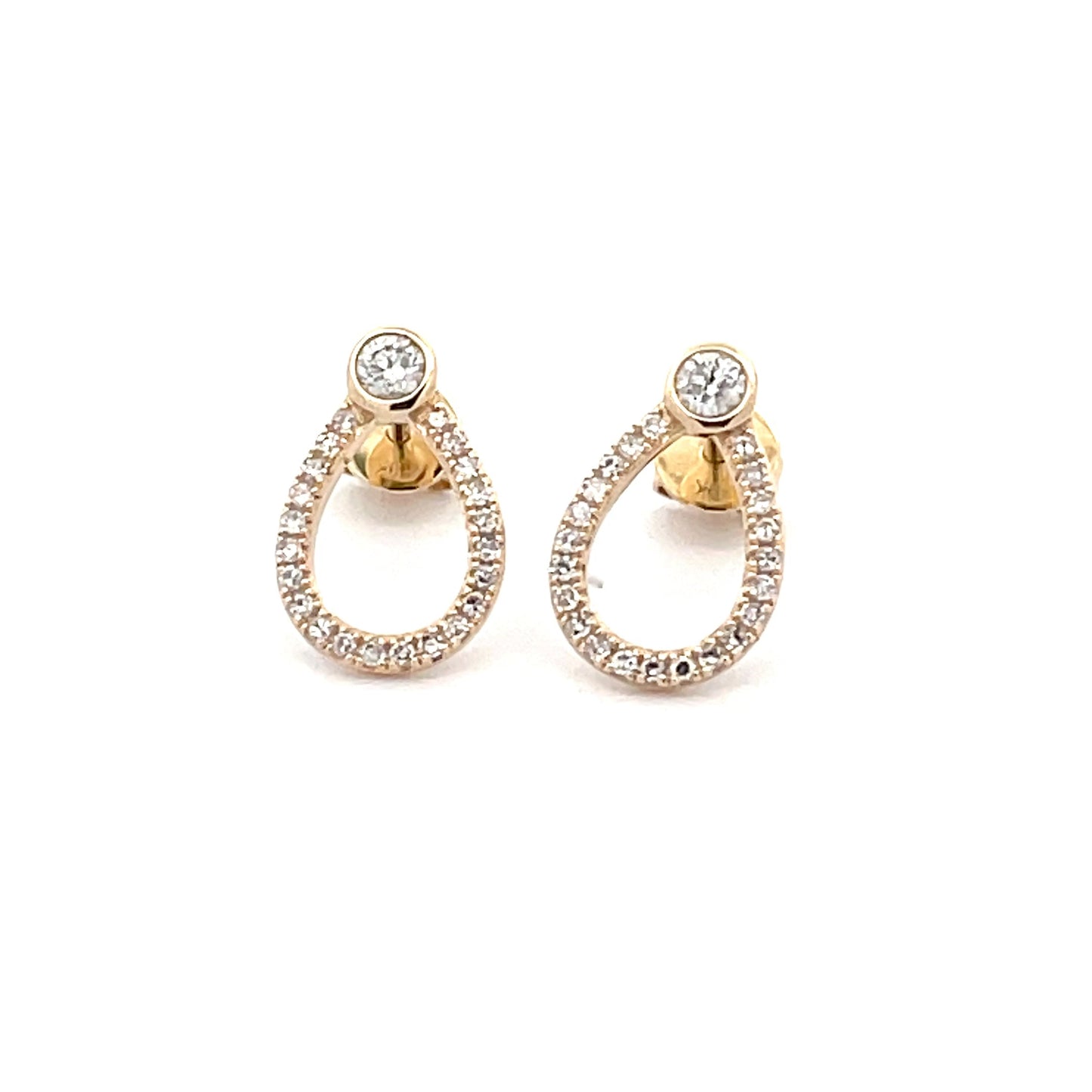 Yellow Gold and Diamond Pear Shaped drop earrings Gardiner Brothers