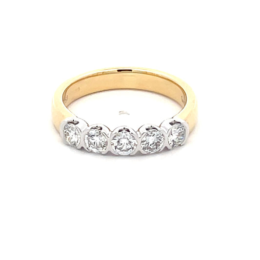 Round brilliant cut diamond 5 stone ring - 0.75cts  Gardiner Brothers