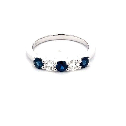 Sapphire and Round Brilliant cut diamond 5 stone ring  Gardiner Brothers