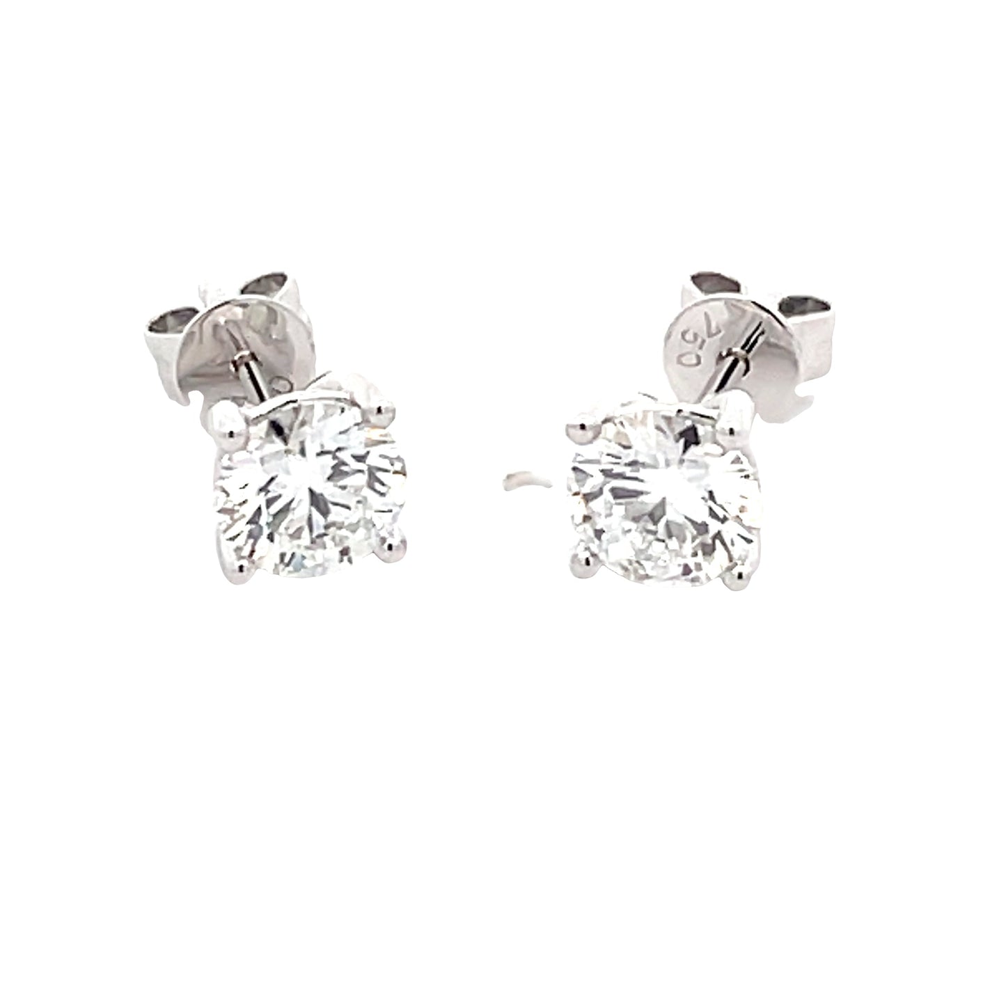 Lab Grown Round Brilliant Cut Diamond Solitaire Earrings - 1.41cts Gardiner Brothers