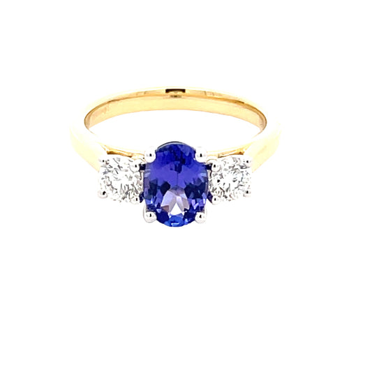 Oval Shaped Tanznaite and Round Brilliant Cut Diamond Ring  Gardiner Brothers
