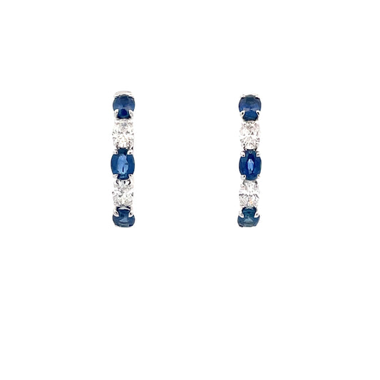 Sapphire and Diamond Hoop Style Earrings  Gardiner Brothers