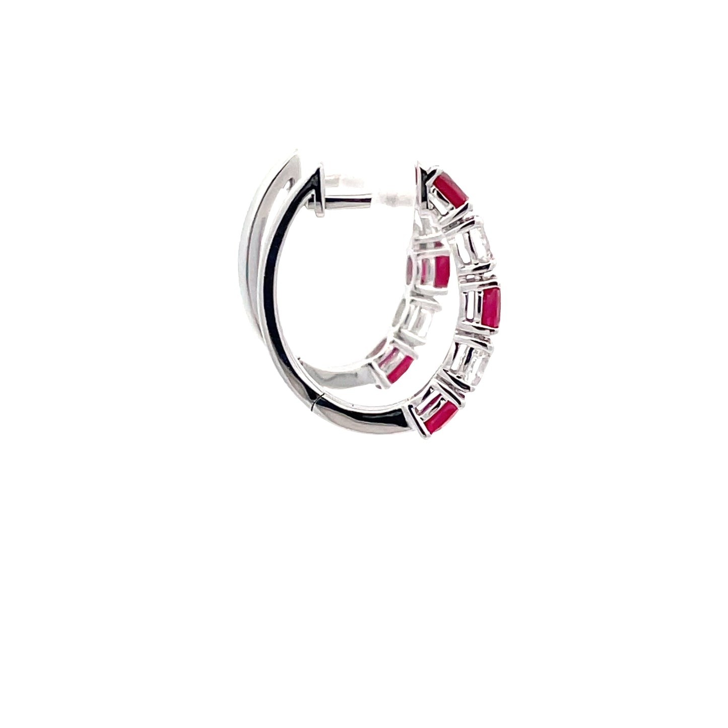 Ruby and Diamond Hoop Style Earrings Gardiner Brothers