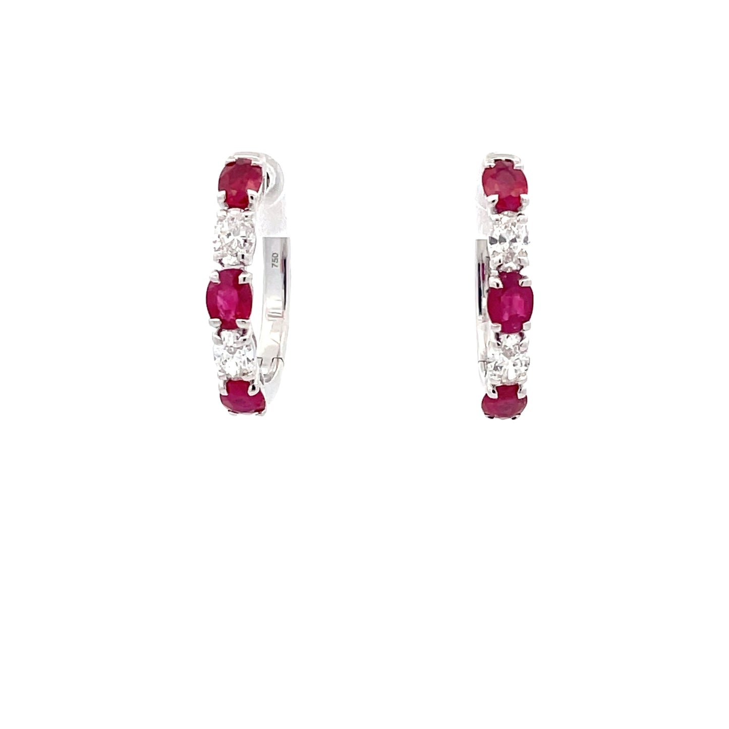 Ruby and Diamond Hoop Style Earrings Gardiner Brothers
