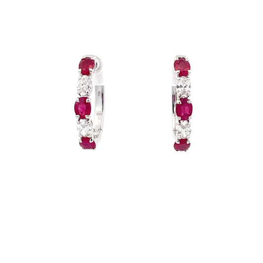 Ruby and Diamond Hoop Style Earrings  Gardiner Brothers