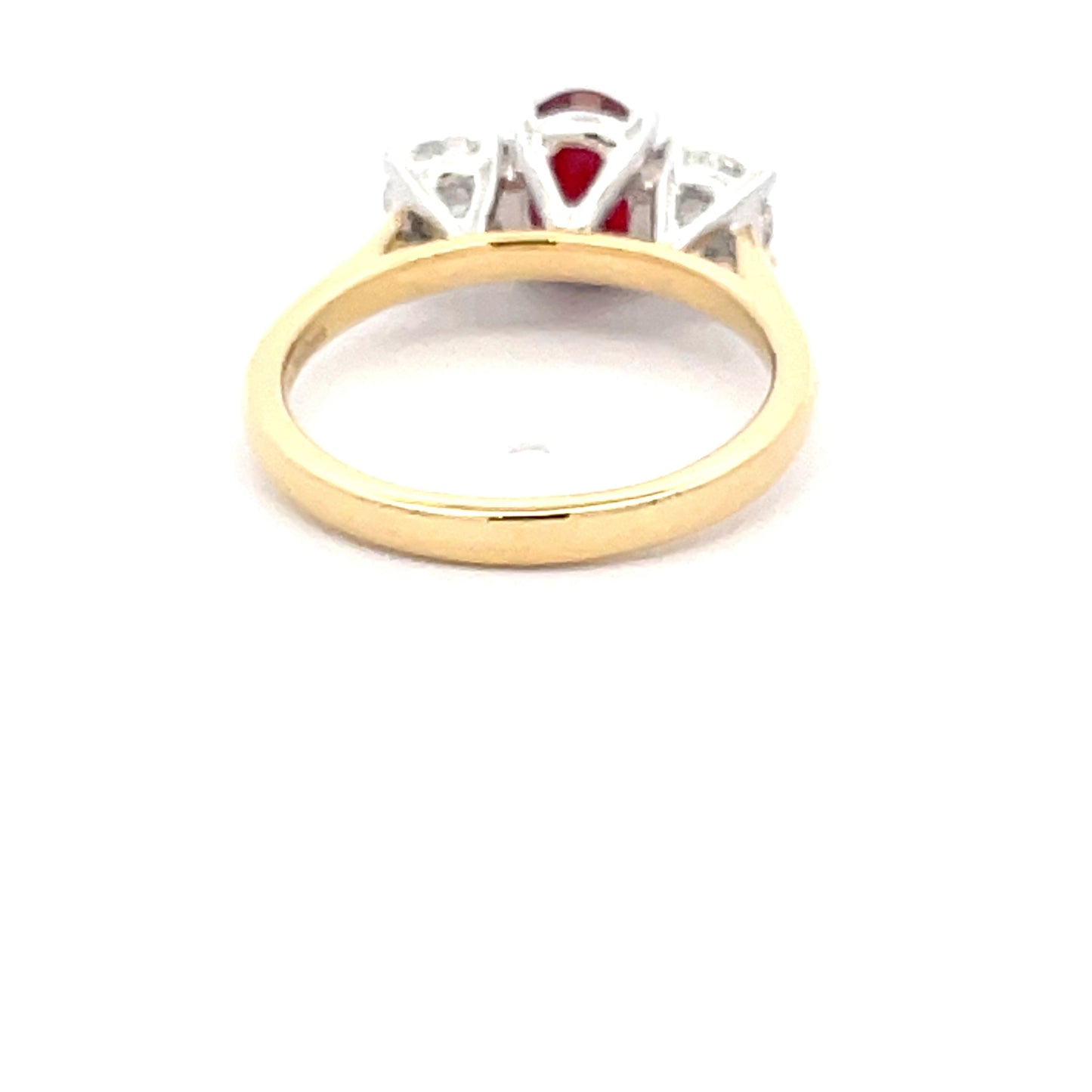 Ruby and Round Brilliant Cut Diamond 3 Stone Ring