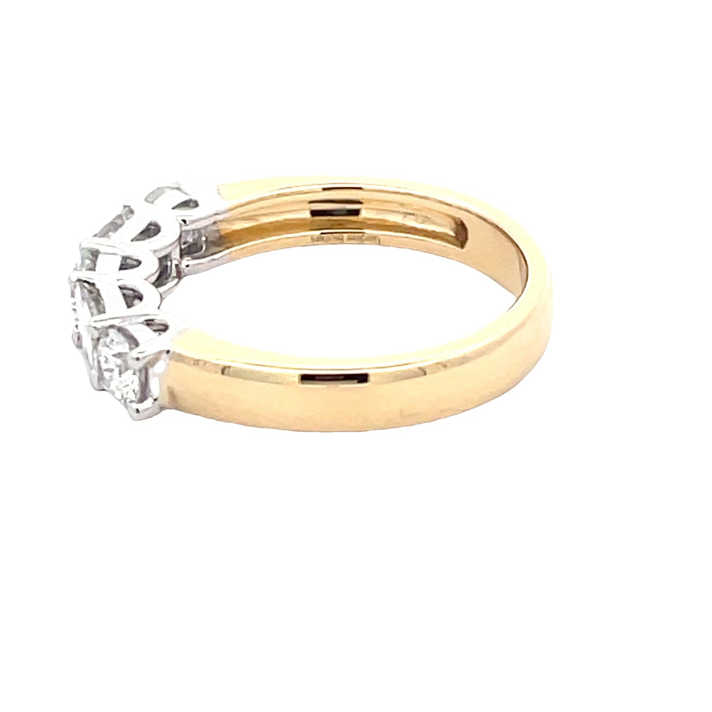Round brilliant and Emerald cut diamond 5 stone eternity style ring - 1.20cts