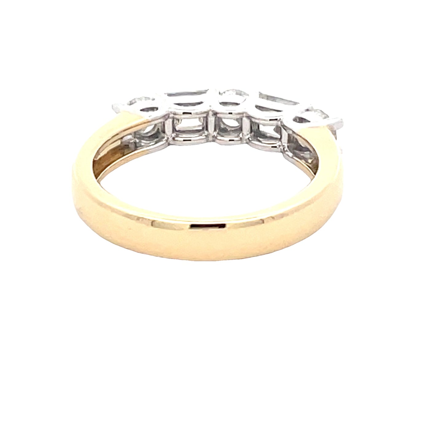 Round brilliant and Emerald cut diamond 5 stone eternity style ring - 1.20cts