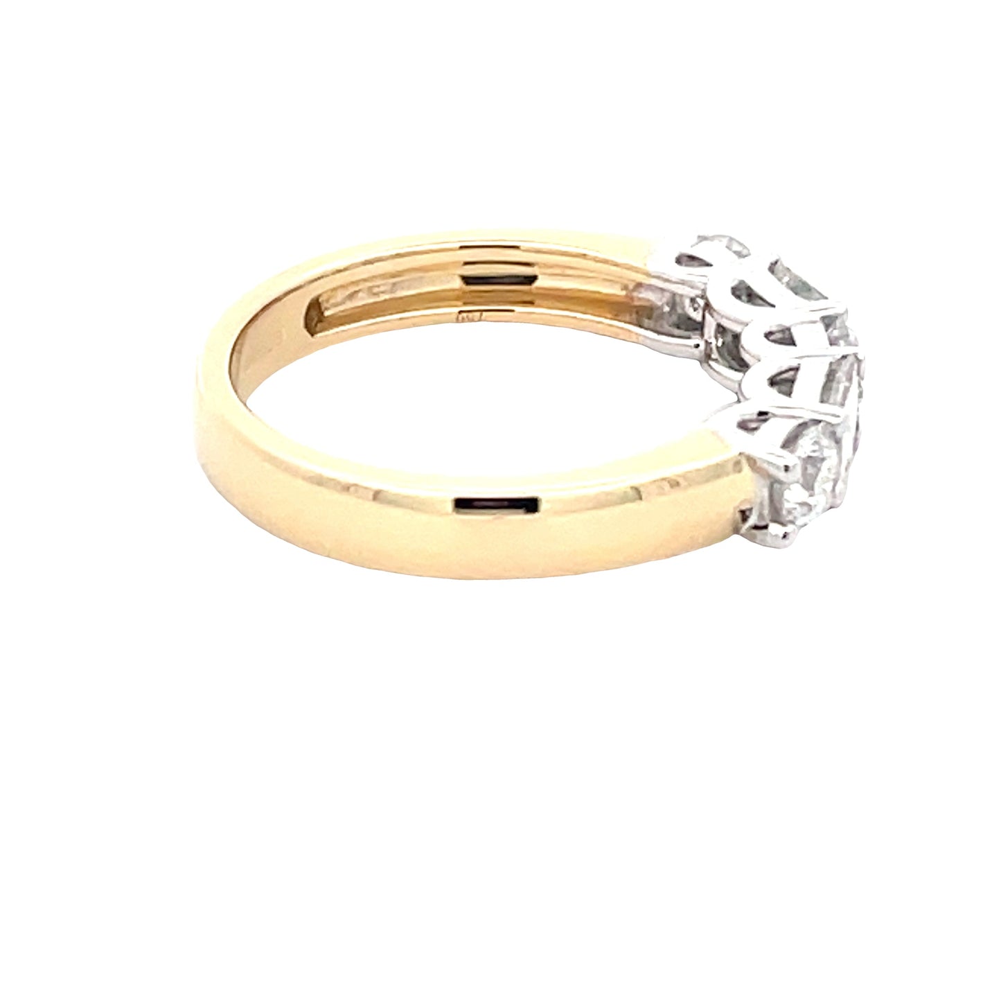 Round brilliant and Emerald cut diamond 5 stone eternity style ring - 1.20cts