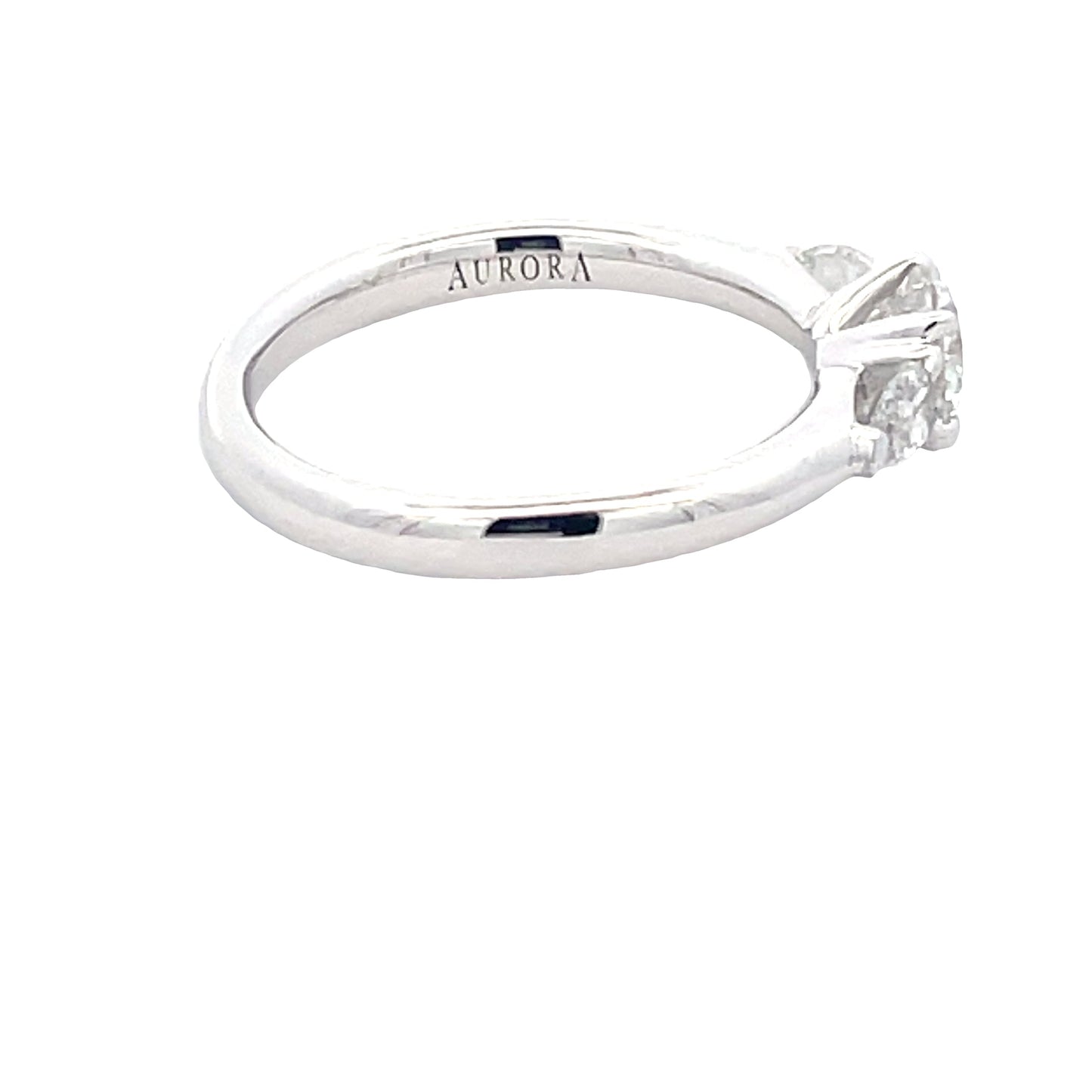 Aurora Round and Pear Shaped Diamond 3 Stone Ring - 0.89cts