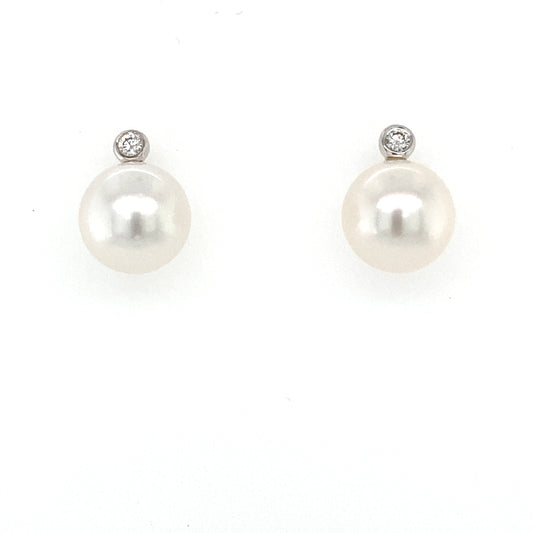Akoya Pearl and Round Brilliant Cut Diamond Earrings  Gardiner Brothers
