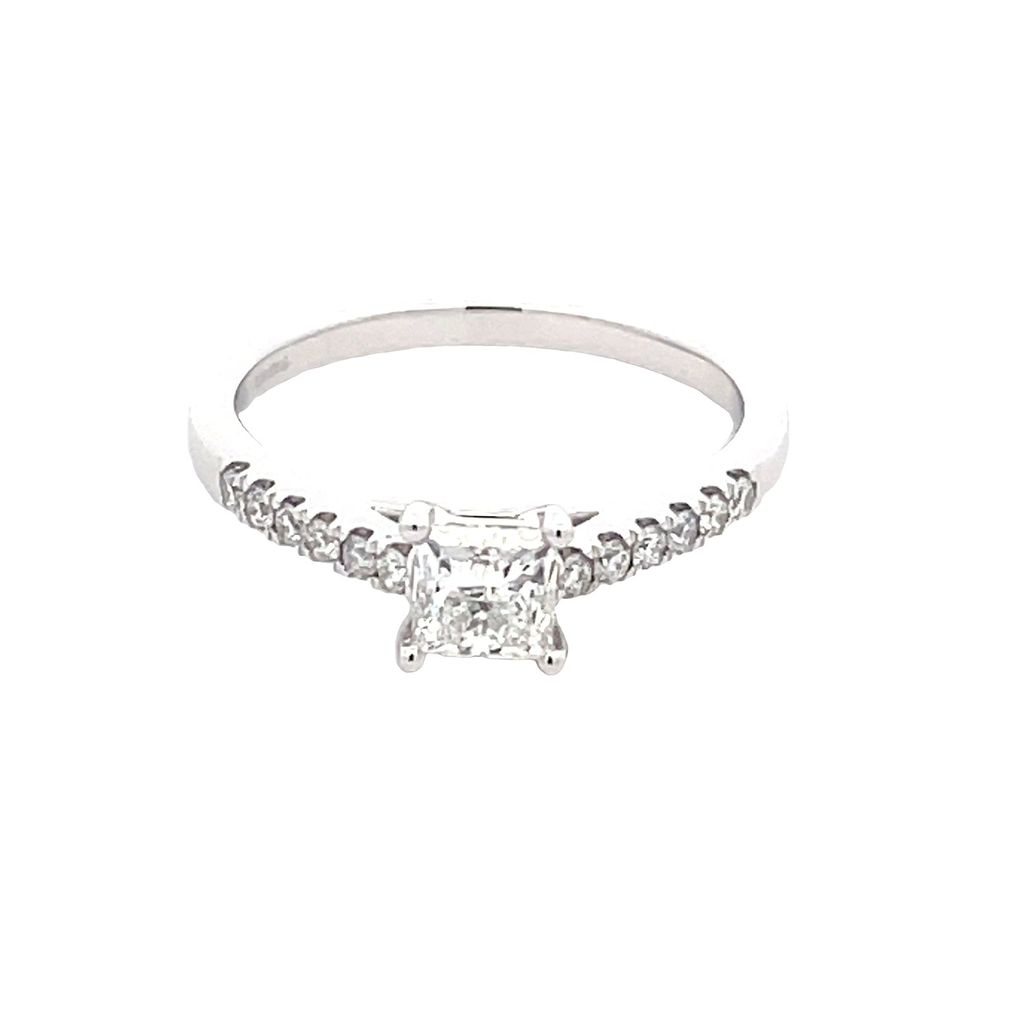 Princess Cut Diamond Solitaire With Diamond Set Shoulders - 0.95cts Gardiner Brothers