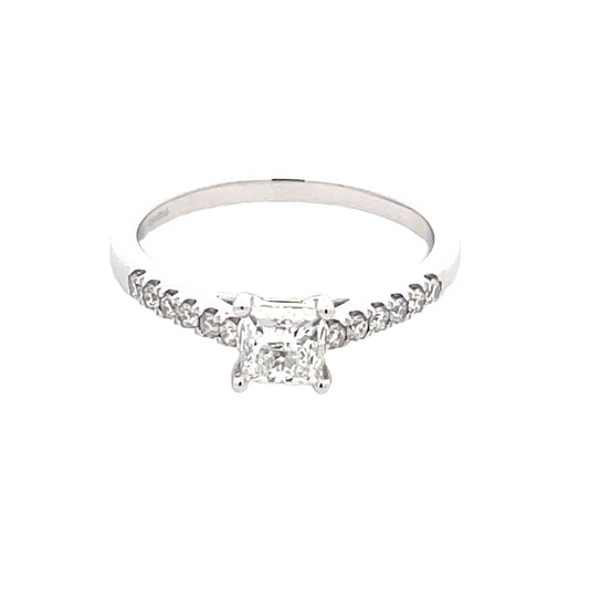Princess Cut Diamond Solitaire With Diamond Set Shoulders - 0.95cts  Gardiner Brothers