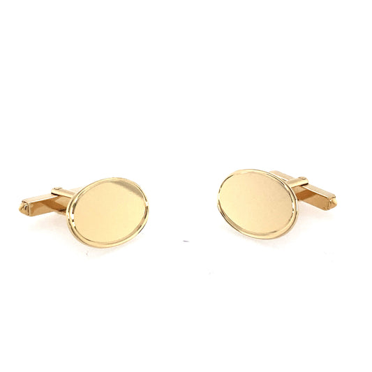 Yellow Gold Oval Shaped Cufflinks  Gardiner Brothers