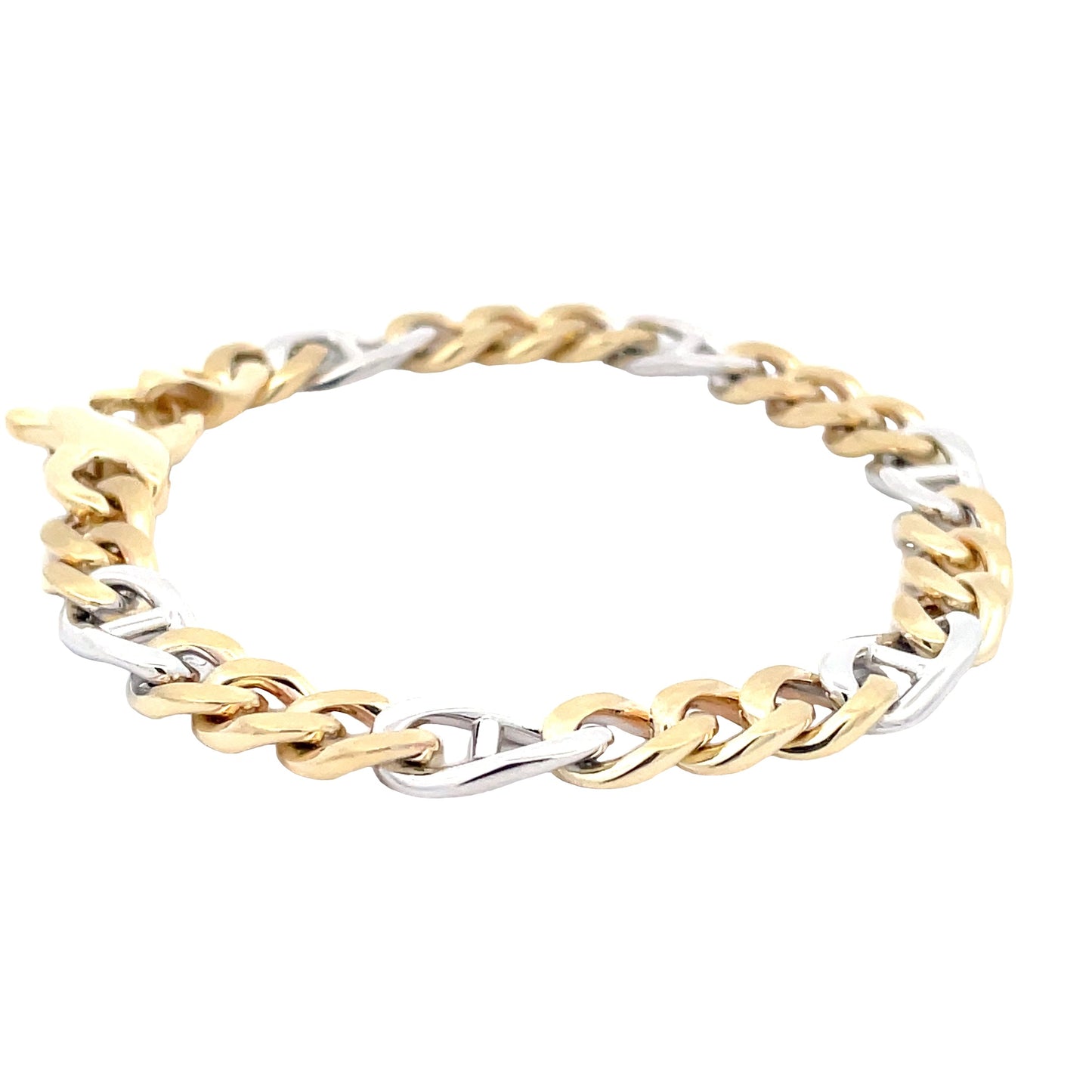 Yellow and White Gold Fancy Curb Link Bracelet Gardiner Brothers