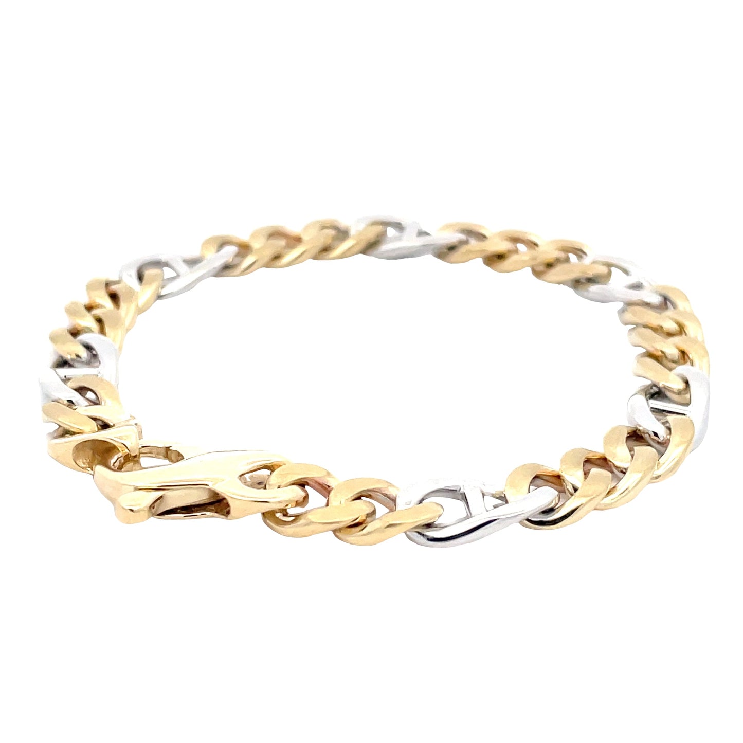 Yellow and White Gold Fancy Curb Link Bracelet Gardiner Brothers