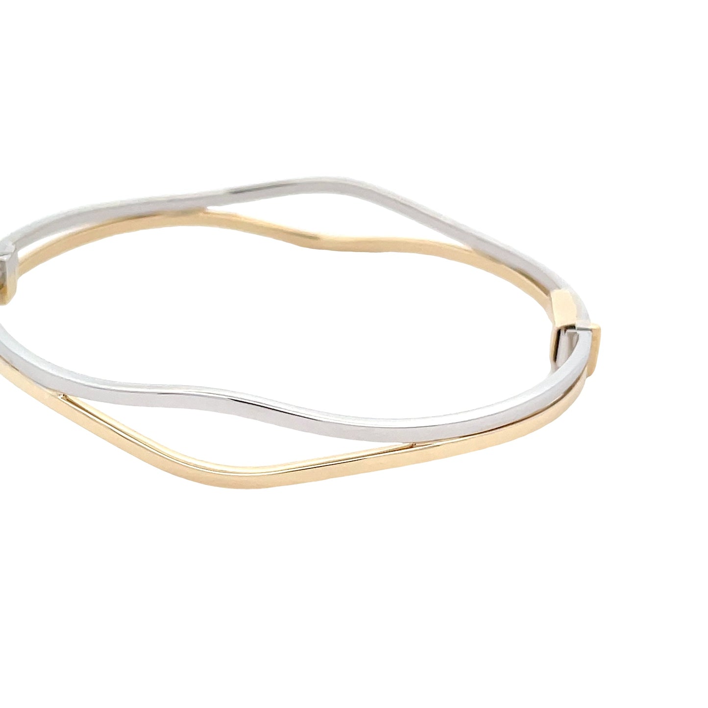 Yellow and White Gold Wavy Bangle Gardiner Brothers