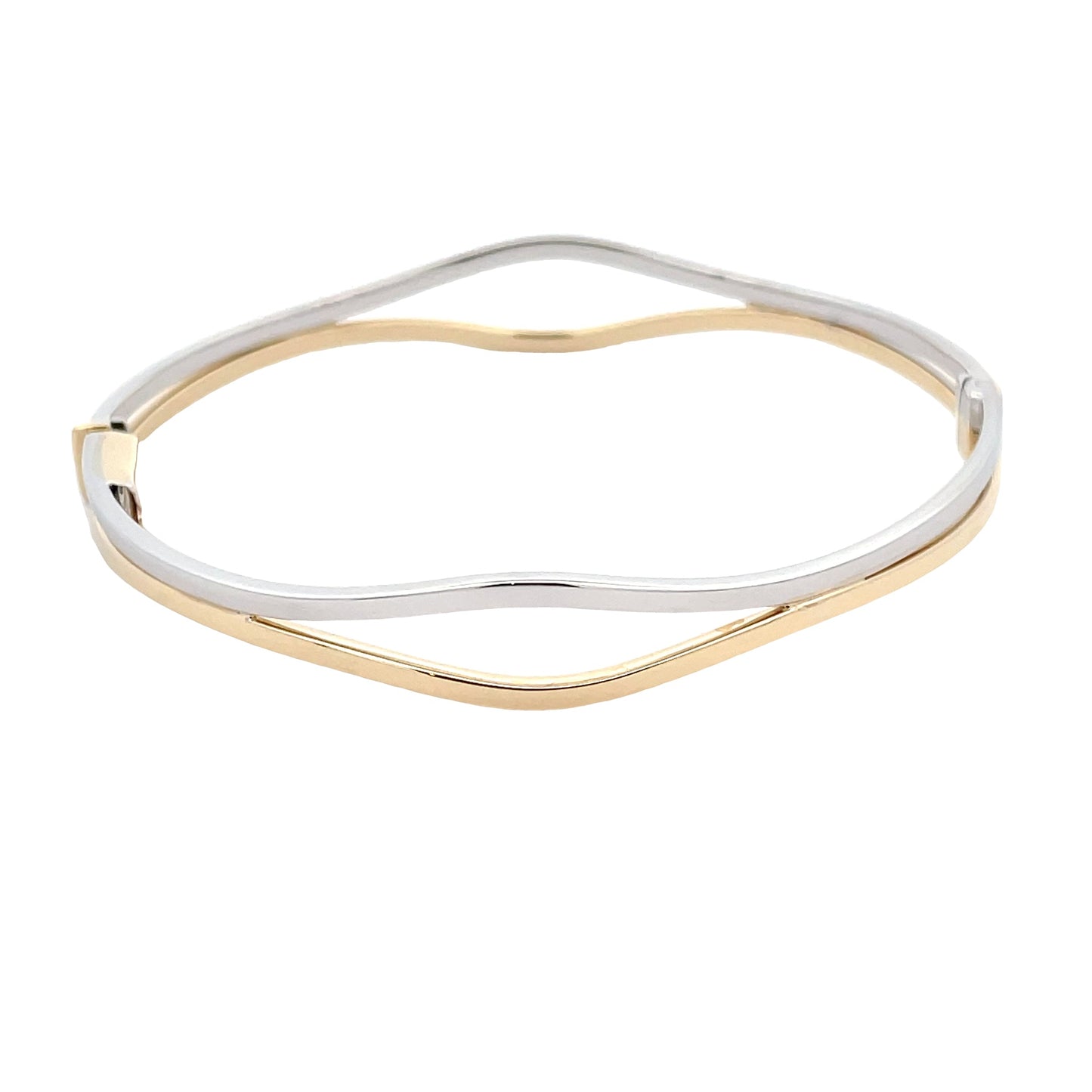 Yellow and White Gold Wavy Bangle Gardiner Brothers