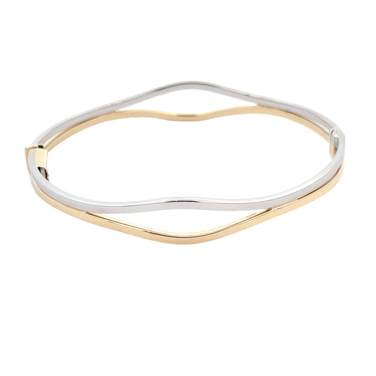 Yellow and White Gold Wavy Bangle  Gardiner Brothers