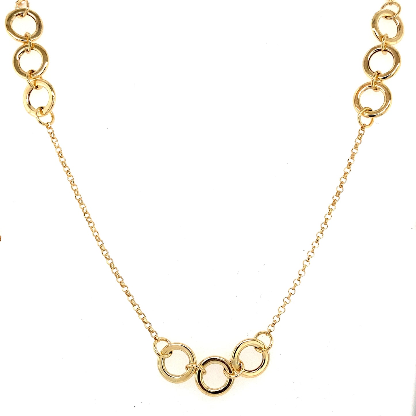 Yellow Gold Circle Links Station Style Necklace Gardiner Brothers