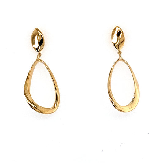 Yellow Gold Open TearDrop Earrings  Gardiner Brothers