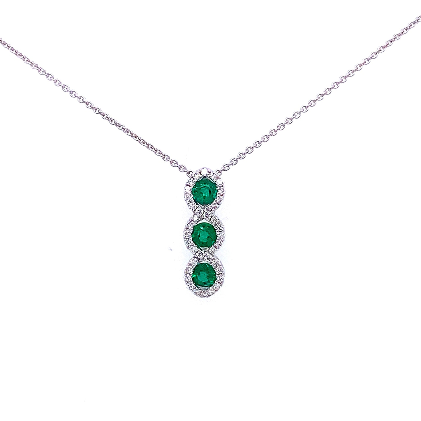 Emerald and Diamond Halo Style Pendant Gardiner Brothers