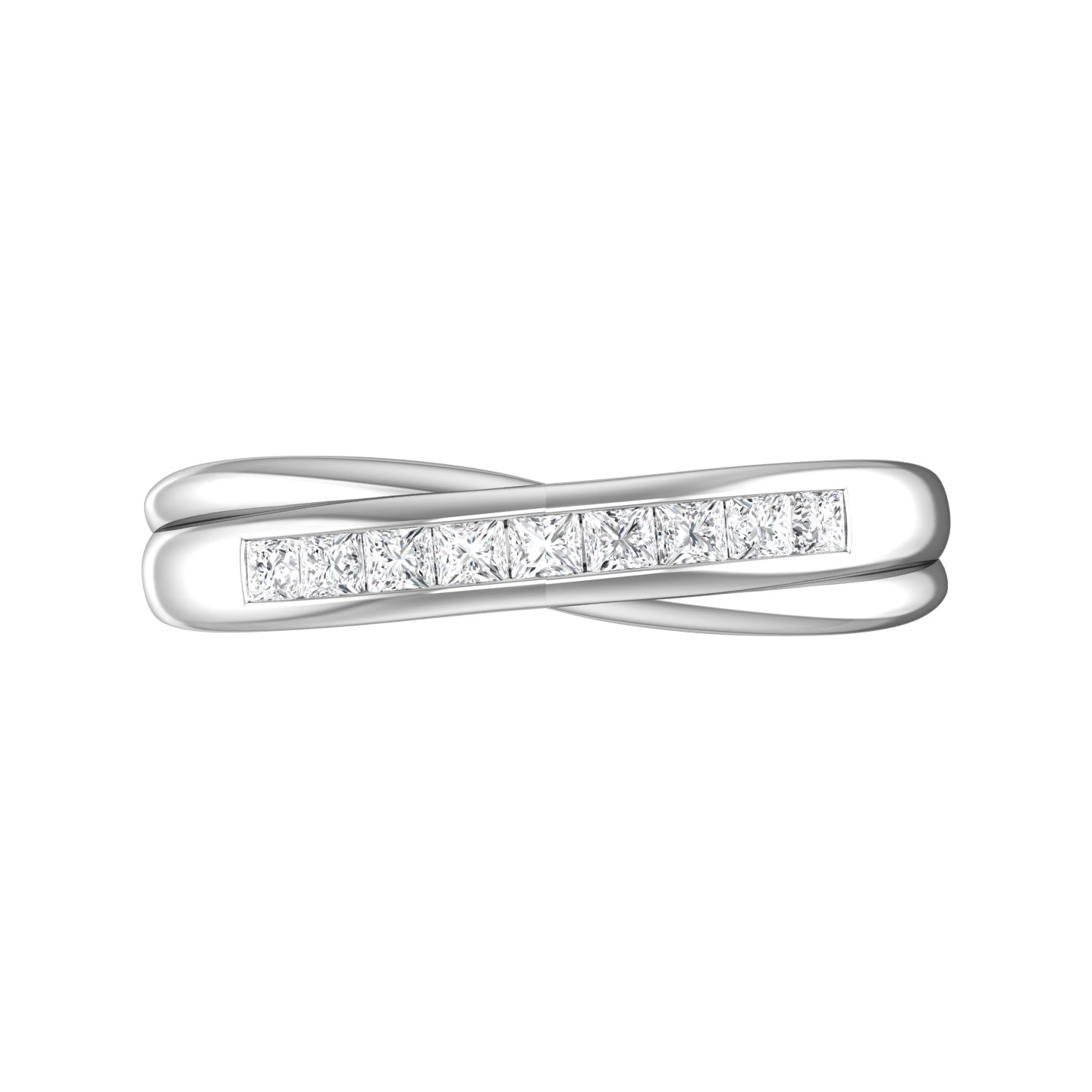 Princess Cut Diamond Cross-Over Wedding Band Gardiner Brothers
