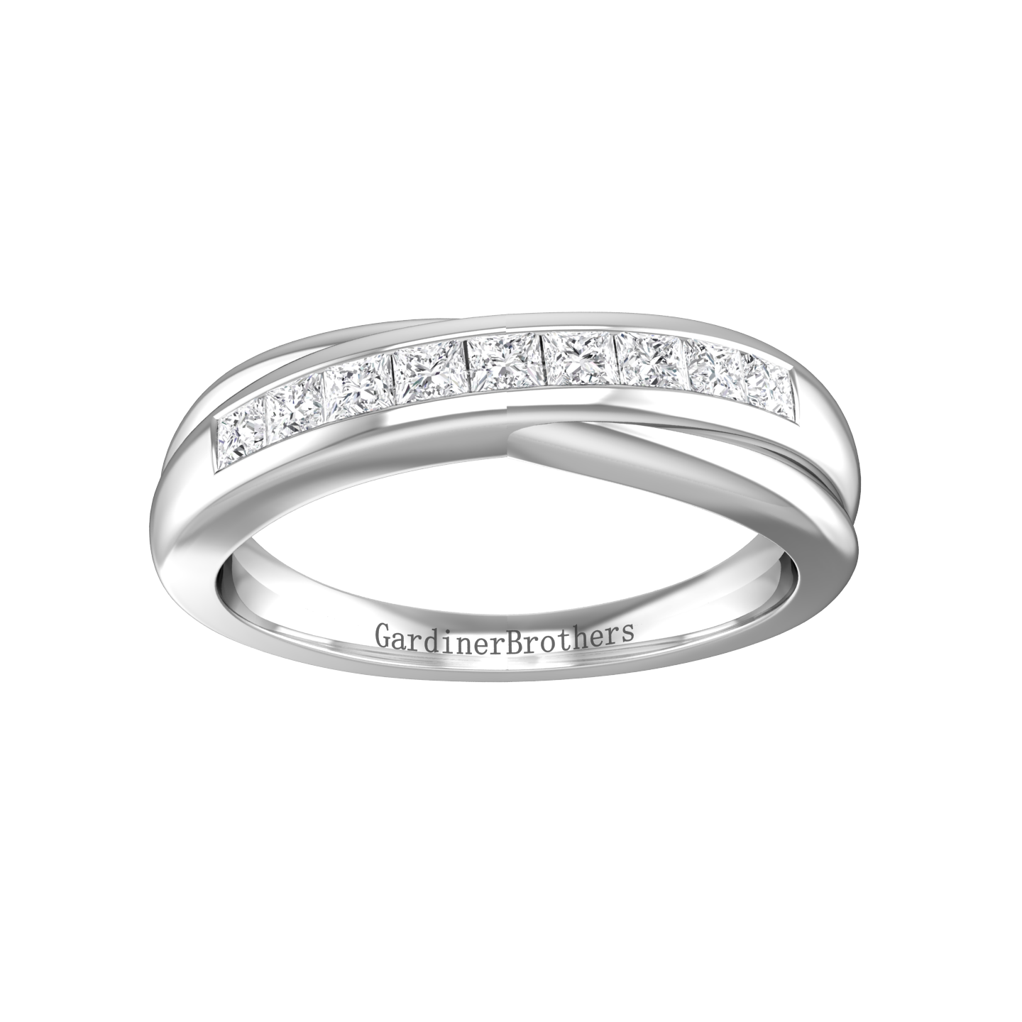 Princess Cut Diamond Cross-Over Wedding Band Gardiner Brothers