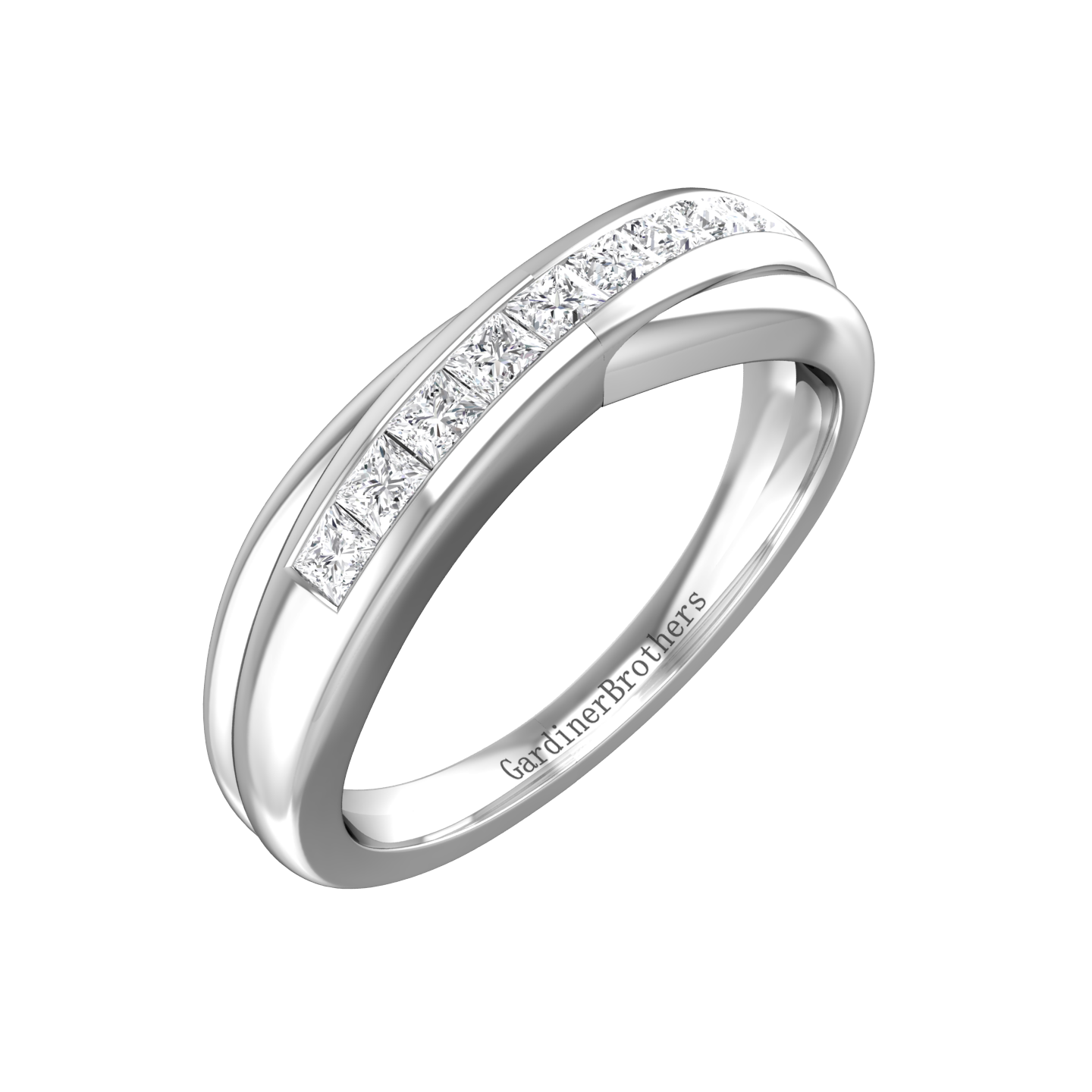 Princess Cut Diamond Cross-Over Wedding Band Gardiner Brothers