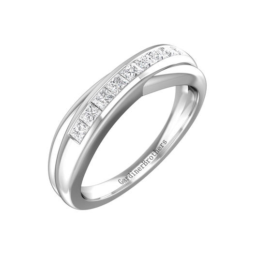 Princess Cut Diamond Cross-Over Wedding Band  Gardiner Brothers