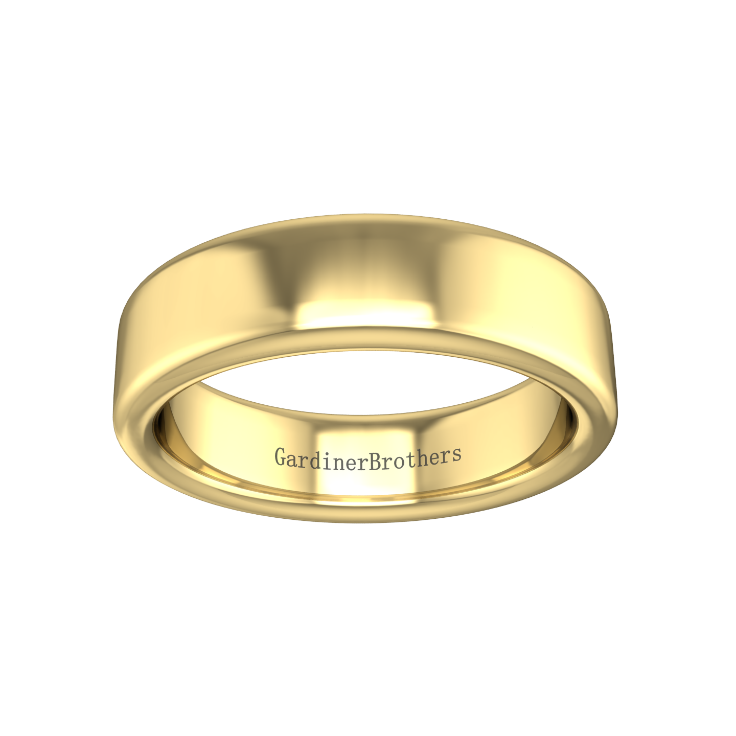 Plain Wedding Band With A Flat Outside and Rounded Edges Gardiner Brothers