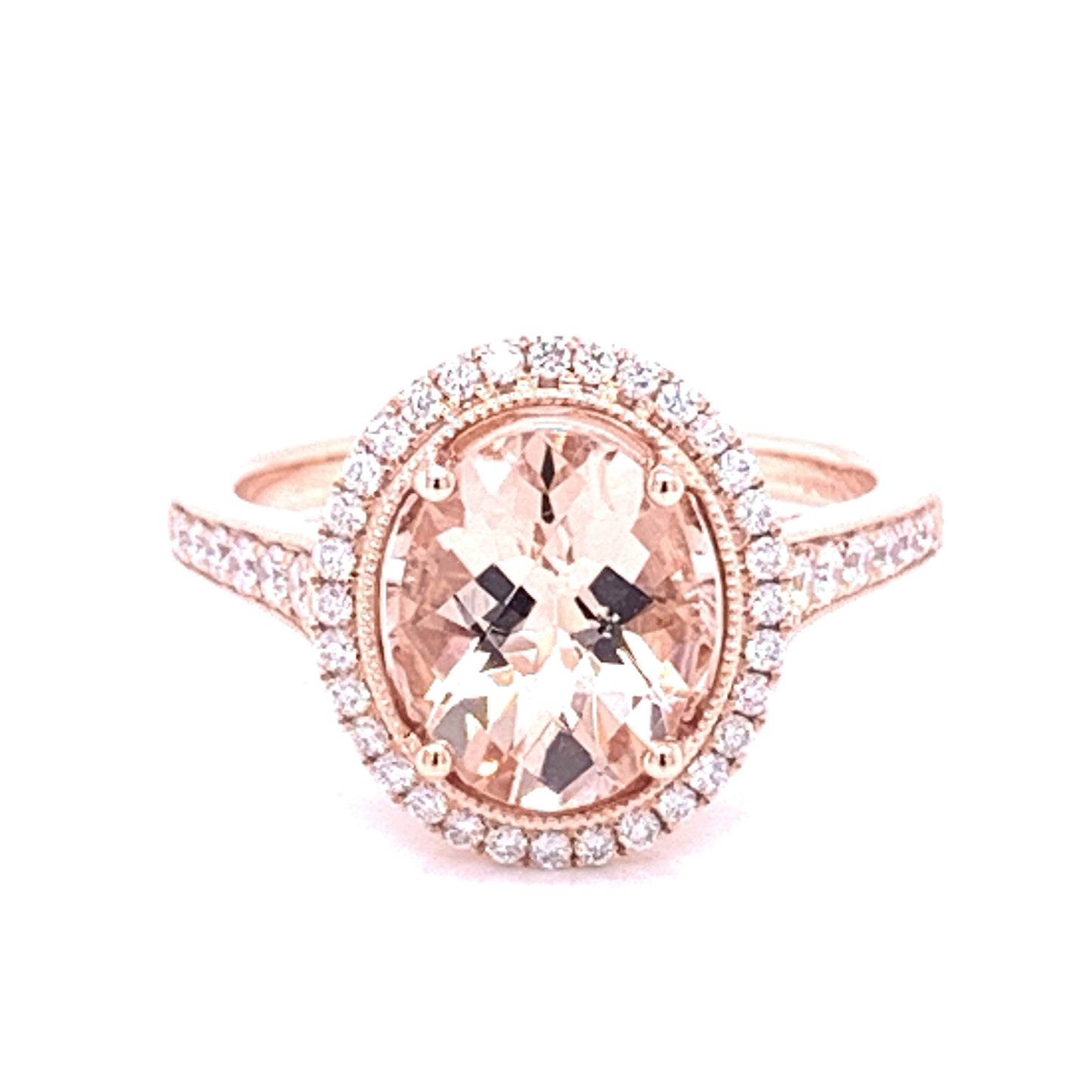 Morganite and Diamond Halo Ring Gardiner Brothers