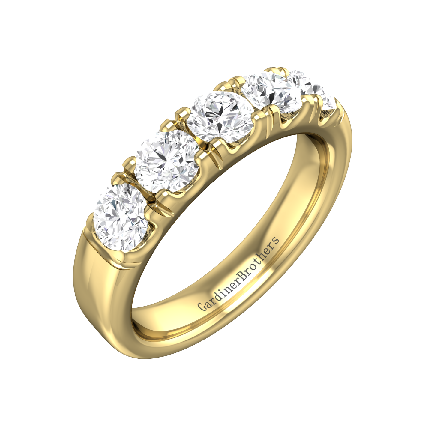 Round Brilliant Cut Mirco Claw Set Wedding Band Gardiner Brothers 18ct Yellow Gold 0.50cts