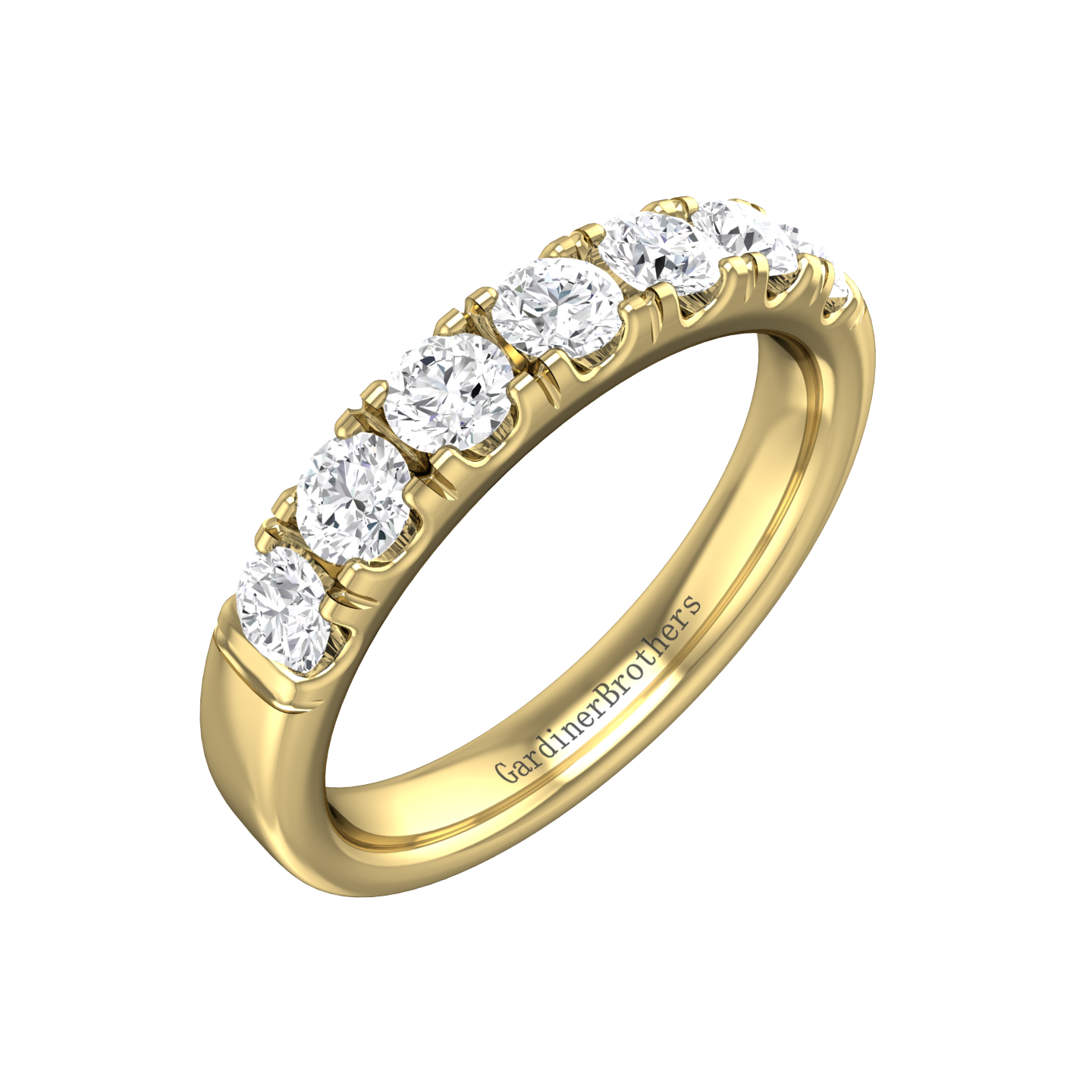 Round Brilliant Cut Mirco Claw Set Wedding Band Gardiner Brothers 18ct Yellow Gold 0.50cts